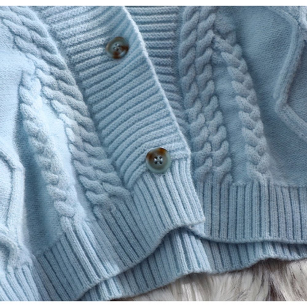 Cable Knit loose fit Cropped Cardigan - Picture 3 of 8